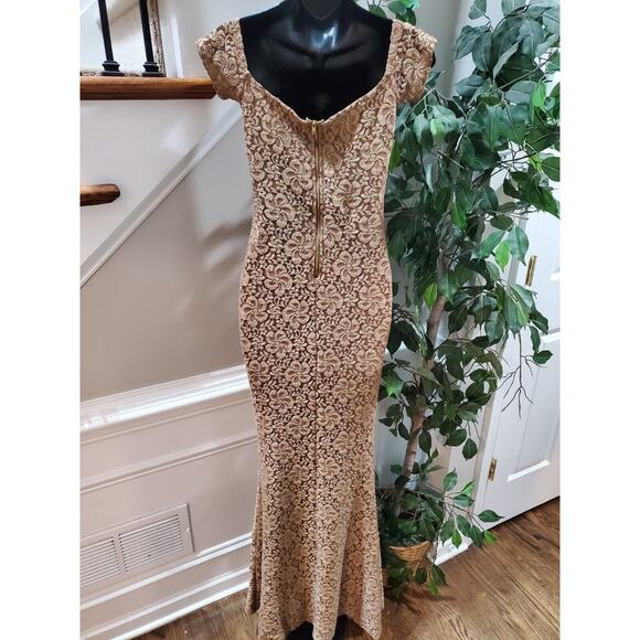 Goodtime USA Brown Polyester Sweetheart Neck Short Sleeve Formal Maxi Dress S - Picture 2 of 12